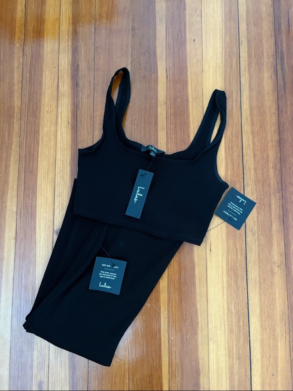 Black Midi Ribbed Matching Set - Picture 3 of 4